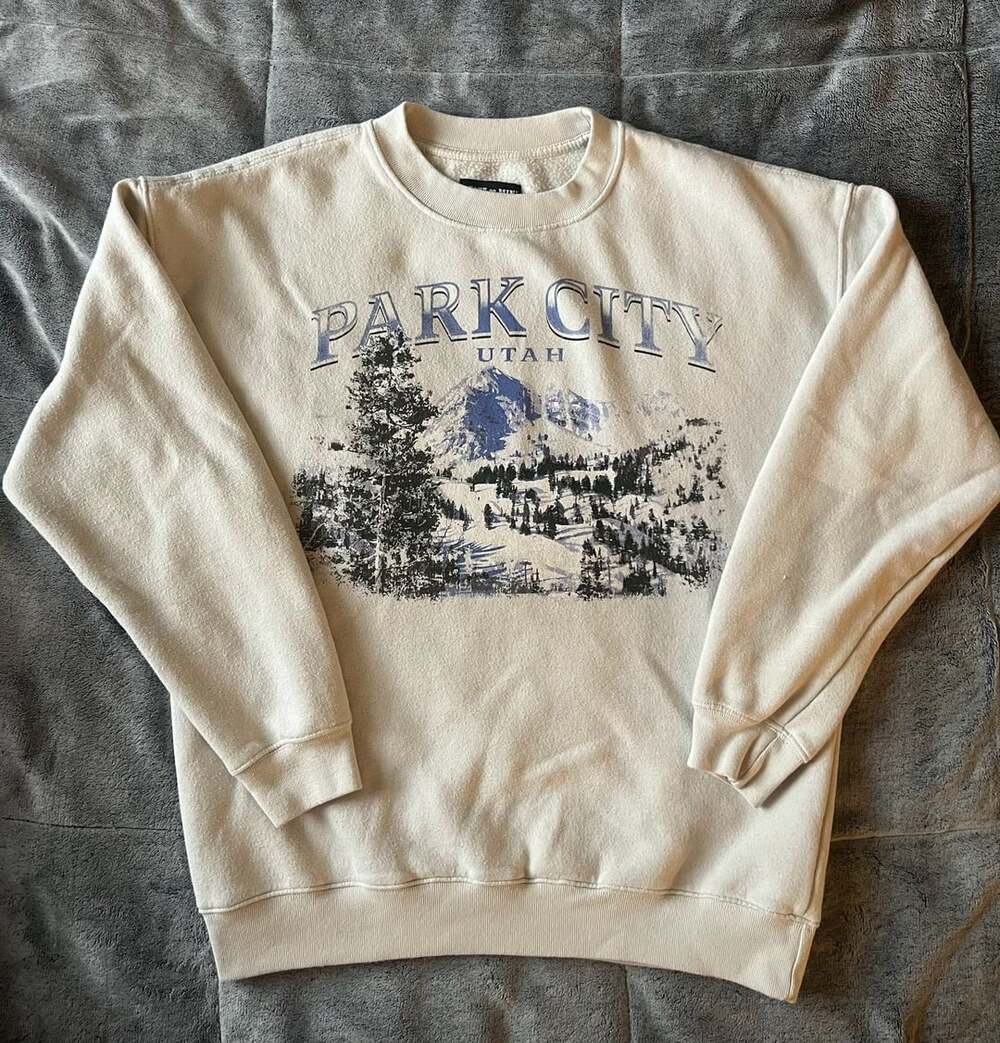 State of Mine Park City Utah Crewneck Sweatshirt Size M Cream